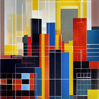 Boston byutsikt, abstrakt dynamisk stil, veggkunst | Lerretstrykk av F. Abderrahim