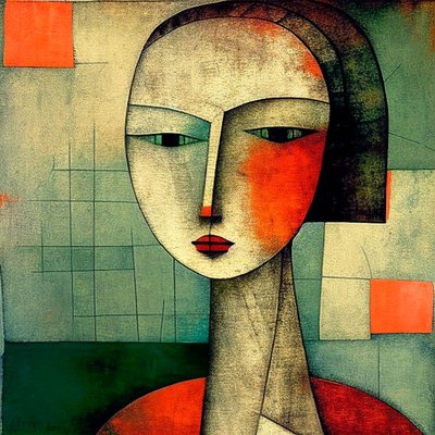 Eyes of Mystery: Abstrakt figurativ surrealisme Lady Portrait av F. Abderrahim