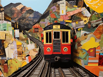 Taubanestasjon Collage Stickers, Canvas-kunsttrykk på forespørsel av F. Abderrahim