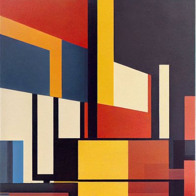 Geometriske former Maling på lerret, print på forespørsel av F. Abderrahim