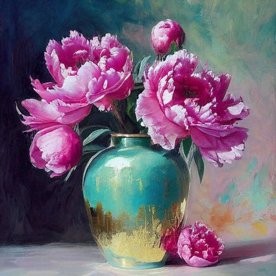 Rosa blomstermaleri, abstrakt botanisk tegning, veggkunst | Lerretstrykk av F. Abderrahim