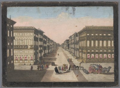 Utsikt over Strada Nuova te Genua Utsikt over Strada Nuova av familie Remondini (attributed to)