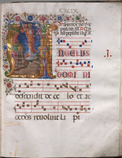 Antiphonary: Initial A, Resurrection av follower of Girolamo da Cremona