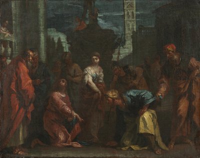 Kristus og kvinnen tatt i utroskap av follower of Sebastiano Ricci