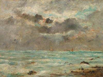 Kysten ved Trouville av imitator of Eugène Boudin
