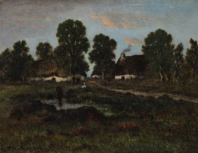 Hytter nær Larchant av imitator of Théodore Rousseau