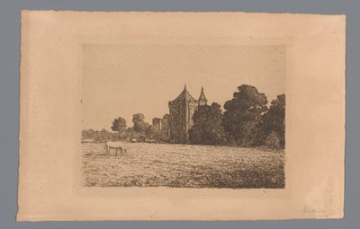 Utsikt over Brederode slott sett fra en eng av jonkheer Barthold Willem Floris van Riemsdijk