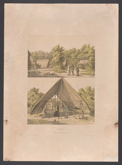 Arowak leir i Surinam Surinam. En Arowakka Indian Camp (tittel på objekt) Vestindia (serietittel på objekt) Utsikt fra Nederland