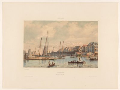 Waaigat og bymuren til Willemstad Curaçao. Waaigat og bymuren (tittel på objekt) av jonkheer Jacob Eduard van Heemskerck