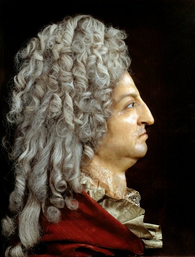 Portrett av kong Ludvig XIV (1638-1715). Voks og tekstil av Antoine Benoist dit du Cercle (1632-1717). Rundt 1705. Søn 0,52x0,42 m Versailles, musee du chateau av or Benoit du Cercle Antoine Benoist