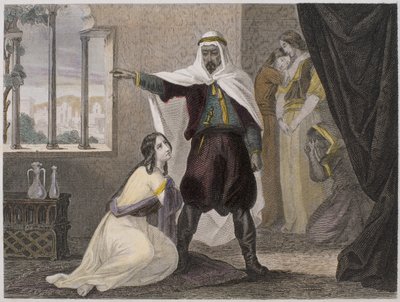 Bortføringen av den vakre Zhoraydah, illustrasjon fra Histoire des pirates et corsairs de lOcean et de la Mediterranee av P. Christian, 1842-52 av or Ciappori-Puche, Claudius Joseph Ciappori