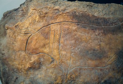 Graffito som viser oksen. Antikkens gresk sivilisasjon, Magna Graecia av Theodore Charles Ange Coquelin