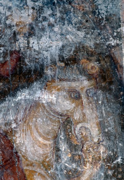 Hest, freskomaleri i kirken Agia Paraskevi, Anisaraki, Kreta, Hellas (bilde) av Theodore Charles Ange Coquelin