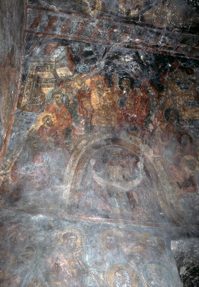 Hellige, freskomaleri på taket av kirken Agia Paraskevi, Anisaraki, Kreta, Hellas (bilde) av Theodore Charles Ange Coquelin