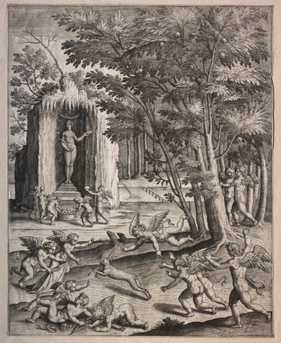 Cupids på lek av possibly by Hieronymus Wierix