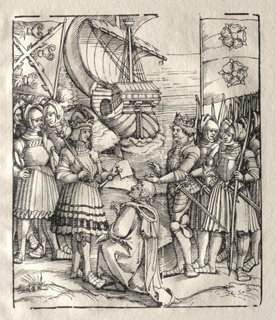 Maximilian slutter fred med Henry VII av possibly by Peter Flötner