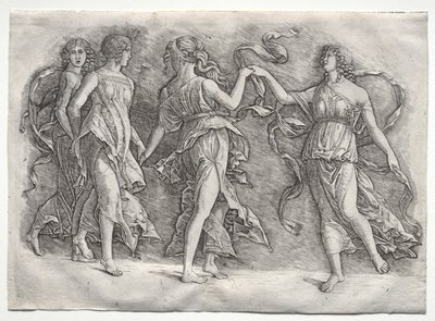Fire dansende muser av probably by the so called Premier Engraver