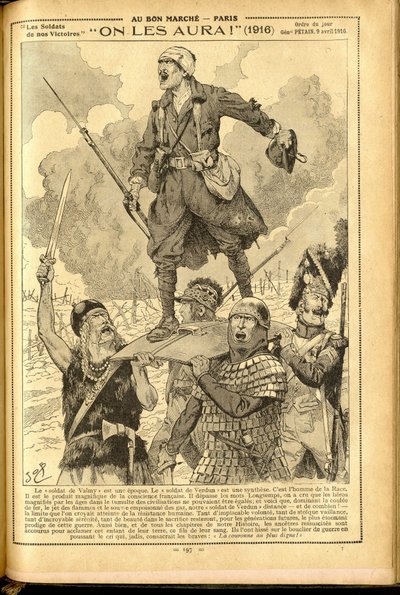Agenda Buvard du Bon Marche 1917 - Illustrasjon av Job (Jacques Marie (Jacques-Marie) Gaston Onfray og Breville) (1858-1931): Vi skal ha dem! 1916 - 14. -18. krig, medisinsk, medisin, helse, uniformer, store kamper, rustning - soldater, gallere - historisk av pseudonym for Onfray de Breville Jacques Job
