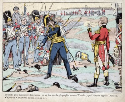 First Empire: representasjon av general Pierre Cambronne (1770-1842) som uttaler "Vakten dør, men overgir seg ikke"""" i slaget ved Waterloo av pseudonym for Onfray de Breville Jacques Job