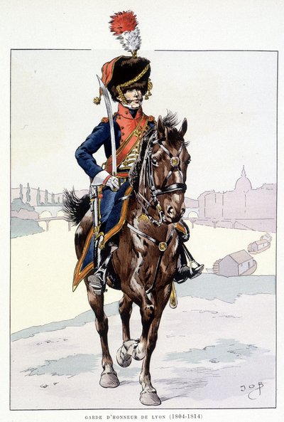 Rytter av Lyons æresvakt (1804-1814) - i "" Antrekk til Frankrikes tropper: Armee de terre et de mer à toutes les epoques "", ill. av Job av pseudonym for Onfray de Breville Jacques Job