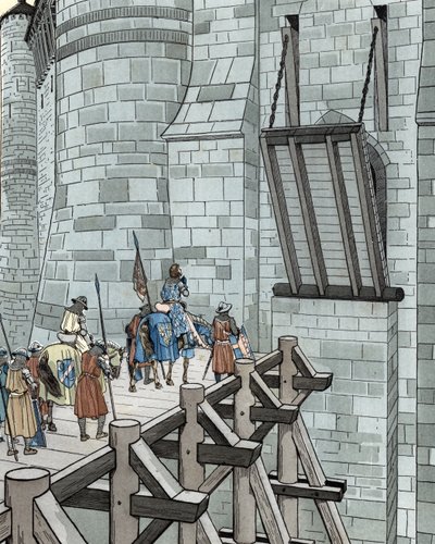 Hundreårskrig: Philippe VI av Valois ber om asyl på Château de Broye (1346) av pseudonym for Onfray de Breville Jacques Job