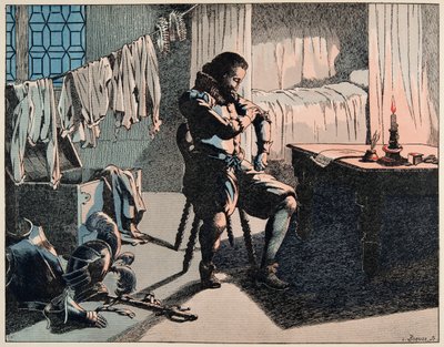 Illustrasjon fra boken “” Le bon roy Henri””, illustrert av Jacques Marie Gaston Onfray de Breville dit JOB (1858-1931): I 1589 ble Henri konge av Frankrike, men uten penger - Privat samling av pseudonym for Onfray de Breville Jacques Job