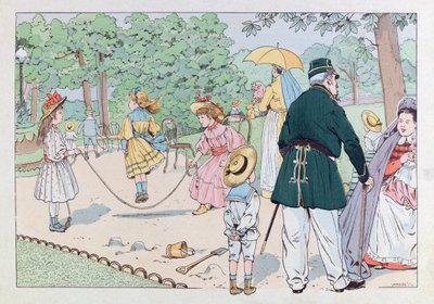 Jacques Marie Gaston Onfray de Breville var JOB (1858 - 1931); Illustrasjon fra boken "" Les epies de France"": The Guardian of Square på 1800-tallet; Coll, del av pseudonym for Onfray de Breville Jacques Job