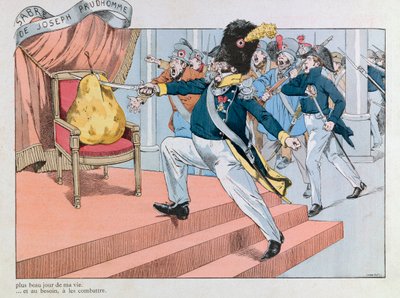 Jacques Marie Gaston Onfray de Breville var JOB (1858 - 1931); Illustrasjon hentet fra boken “” Les epees de France””: Louis philippe chasse du trone (Joseph Prudhommes Saber “” Denne sabelen er den vakreste dagen i mitt liv. Den vil tjene meg til å forsva av pseudonym for Onfray de Breville Jacques Job