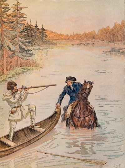 Jacques Marie Gaston Onfroy de Breville dit JOB (1858-1931) - Georges Washington spiller jaktvakten på landene hans, Private Collection av pseudonym for Onfray de Breville Jacques Job
