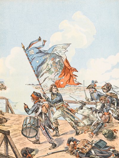 Jacques Marie Gaston Onfroy de Breville dit JOB (1858-1931) - Napoleon Bonaparte ved broen til Arcole i 1796, privat samling av pseudonym for Onfray de Breville Jacques Job