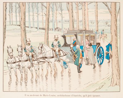 Jacques Marie Gaston Onfroy de Breville dit JOB (1858-1931) - Napoleon Bonaparte går foran Marie Louise av Østerrike før hennes ekteskap i 1810, privat samling av pseudonym for Onfray de Breville Jacques Job