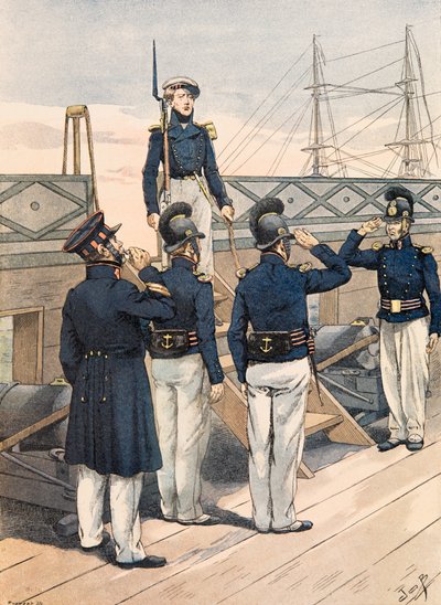 Jacques Marie Gaston Onfroy de Breville dit JOB (1858-1931) - Antrekk av franske tropper til enhver tid: fransk marine, offiserer og sjømenn (1827), privat samling av pseudonym for Onfray de Breville Jacques Job