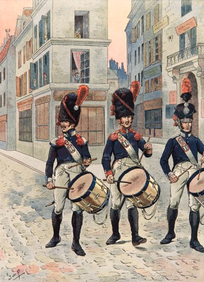 Jacques Marie Gaston Onfroy de Breville dit JOB (1858-1931) - Antrekk til franske tropper til enhver tid: Trommer fra nasjonalgarden i Paris (1814 - 1815), privat samling av pseudonym for Onfray de Breville Jacques Job