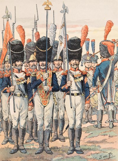 Jacques Marie Gaston Onfroy de Breville dit JOB (1858-1931) - Antrekk av franske tropper til enhver tid: Porte Aigles (1812), privat samling av pseudonym for Onfray de Breville Jacques Job