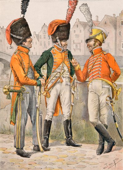 Jacques Marie Gaston Onfroy de Breville dit JOB (1858-1931) - Antrekk til de franske troppene til enhver tid: Trompeter av de 14, eme, 23, eme, 24, eme-regimenter av jegere til hest før 1812, privat samling av pseudonym for Onfray de Breville Jacques Job