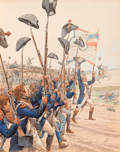 Jacques Marie Gaston Onfroy de Breville dit JOB (1858-1931) - Slaget ved Valmy i 1792 under den franske revolusjonskrigene, privat samling av pseudonym for Onfray de Breville Jacques Job