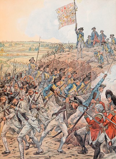 Jacques Marie Gaston Onfroy de Breville dit JOB (1858-1931) - Franskmennene under slaget ved Yorktown i oktober 1781 under uavhengighetskrigen, privat samling av pseudonym for Onfray de Breville Jacques Job