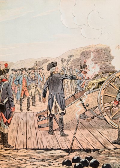 Jacques Marie Gaston Onfroy de Breville dit JOB (1858-1931) - Det første våpenskuddet ved Yorktown-hovedkvarteret i september 1781, privat samling av pseudonym for Onfray de Breville Jacques Job