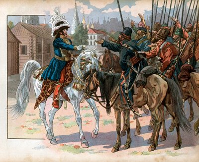 Joachim Murat (1767-1815) i Moskva tilbyr en klokke til russere. Gravering av Jacques Marie Gaston Onfray de Breville dit Job (1858-1931) av pseudonym for Onfray de Breville Jacques Job