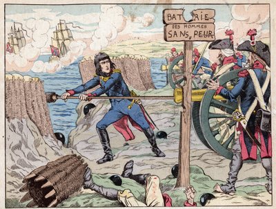 NAPOLEON AT TOULON - (Toulon Siege) 1793 - litografi av Job (Jacques Onfroy de Breville) fra "" Le Grand Napoleon des Petites Enfants""" 1893 av pseudonym for Onfray de Breville Jacques Job