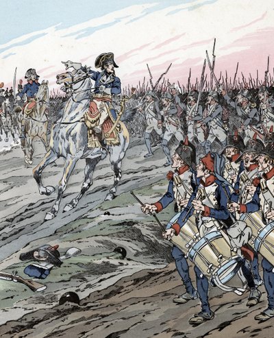Napoleon Bonaparte under slaget ved Marengo (1800) av pseudonym for Onfray de Breville Jacques Job