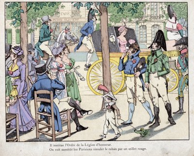 Napoleon etablerer ordenen til Legion d'Honneur - av pseudonym for Onfray de Breville Jacques Job