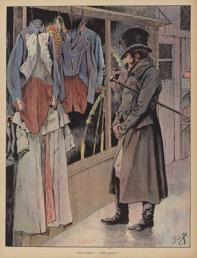 Gamle klær! Gamle striper! (farge litho) av pseudonym for Onfray de Breville Jacques Job