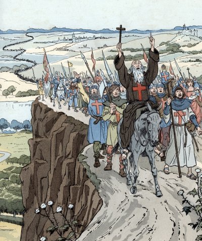 Eremitten Peter ledet det første korstoget (1096) med ropet "Gud vil ha det!" av pseudonym for Onfray de Breville Jacques Job