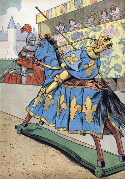 Scene av Frankrikes historie i leker: Døden til kongen av Frankrike Henry II (1519-1559). På dagen for bryllupet til datteren Elisabeth med Filip II av Spania, 30. juni av pseudonym for Onfray de Breville Jacques Job