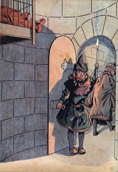 Scene of the history of France in toys: plotting against King Louis XI (1423-1483) with Charles Le Temeraire, Jean Balue (1421-1491) was locked for 11 years in one of King Louis XI