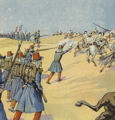 Den franske erobringen av Algerie (farge litho) av pseudonym for Onfray de Breville Jacques Job