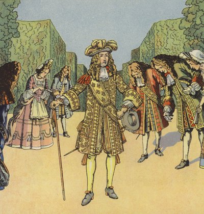 Solkongen, Louis XIV av Frankrike (farge litho) av pseudonym for Onfray de Breville Jacques Job
