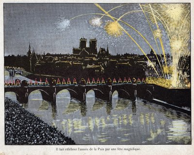 fete de la Paix le 18 brumaire an X (9/11/1801) - Napoleon organised a magnificent festival to celebrate the year of peace, 9 November 1801 - lithograph by Job (Jacques Onfroy de Breville) from “” Le Grand Napoleon des Petites Enfants””” 1893 av pseudonym for Onfray de Breville Jacques Job