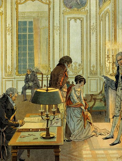 Dagen for det sivile ekteskapet til Napoleon I Bonaparte av pseudonym for Onfray de Breville Job